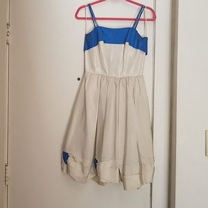 1950s blue Rose's ivory prom dress